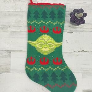 Star Wars Sweater Knit Yoda Christmas Stocking Green/ Red